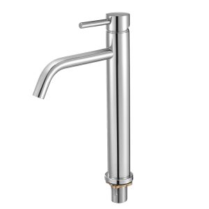 Single Handle Sink Faucet, Chrome-Plated Silver Faucet Kitchen Sink, 1 Or 3 Hole Kitchen Water Faucets With Push-Button Drain, Suitable For Bathroom, RV, Bar, Public Restroom, High Arc Faucets
