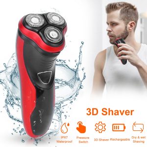 Electric Shaver Razor For Men IPX7 Waterproof Beard Trimmer 3D Rechargeable Painless Rotary Shaver With Trimmer 2 In 1 Electric Shaver