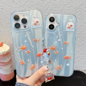Obscure And Adorable Goldfish Laser Cartoon Pendant Phone Case