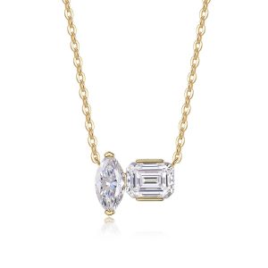 Double Diamond Shadow - A Fashionable And Trendy Necklace Pendant Set With Top-quality Moissanite S925 In Silver And Gold-plated. It Can Be Tested With A Diamond Pen