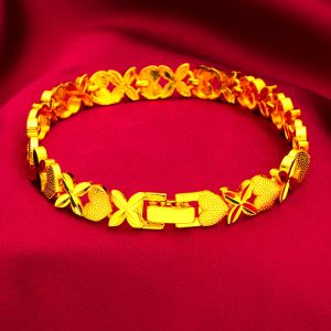 Vietnamese Sand Gold Four-leaf Clover Love Bracelet