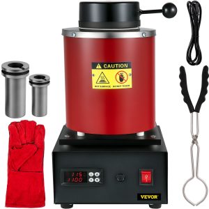 Electric Melting Furnace, 3KG Digital Electric Melting Furnace, 1750W 1150℃/2102 ℉ Gold Smelter Furnace With 1KG&3KG Graphite Crucible & Ingot Die For Processing Of Melting Gold, Silver, Copper