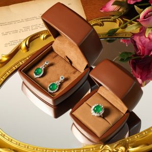 Microfiber Sheepskin Jewelry Ring Necklace And Earring Box