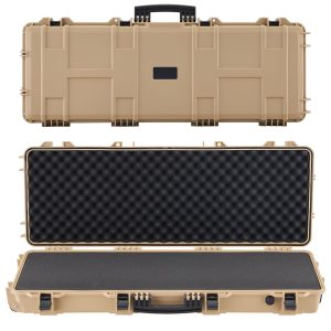Hard Rifle Case, Lockable Rifle Case With Pre-cut Foams, 42 In Movable Gun Storage With Wheels, IP67 Waterproof & Dustproof Pistol Storage For Rifle, Shotgun, Airsoft Gun, Khaki