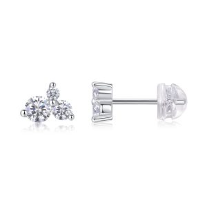 Wave - Earrings Set With Top-quality Moissanite S925, Silver And Platinum-plated Stud Earrings, A Fashionable And Trendy Accessory That Can Be Tested With A Diamond Pen