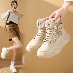 Fleece-lined High-top Windproof Boots Students