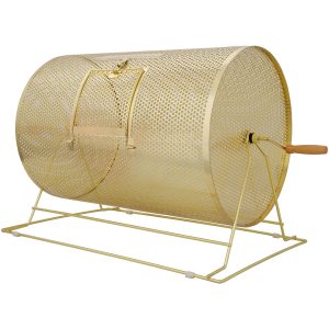 Raffle Drum,Holds 10000 Tickets Or 300 Ping Pong Balls, Metal Lottery Spinning Drawing With Wooden Turning Handle, 14.8 X 21.26 Inch Brass Plated Raffle Ticket Spinning Cage, For Bingo Ballot