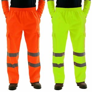Men's Reflective Stripe Sanitation Worker Uniform Fleece Casual Pants