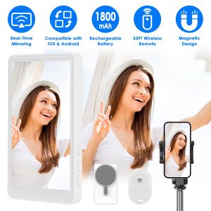 Vlog Selfie Monitor Screen Magnetic Rear Camera Phone Monitor Wireless Selfie Monitor Screen With 33FT Remote For Vlog Live Stream Compatible With IOS Android