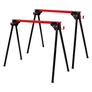 Saw Horses 2 Pack, Folding Portable Work Horse With Fast Open Legs, Heavy Duty Steel Sawhorse For Garage, Workshop, Fully Assembled