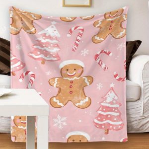 Gingerbread Men Christmas Trees Snowflakes Candy Canes And Warm Blankets