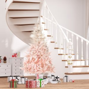 HOMCOM 7ft Unlit Spruce Artificial Christmas Tree With Realistic Branches And 1000 Tips, Pink