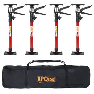 4 Pack Adjustable Support Pole,Steel 3rd Hand Support System,Support Rod For Jacks Cargo Bars Drywalls,Cabinet Jacks For Installing Cabinets,Extends From 20 To 45 Inch ,with Carry Bag