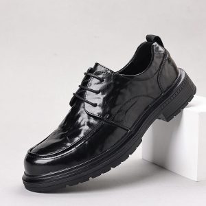 Leisure Chunky-soled Elevating Leather Shoes