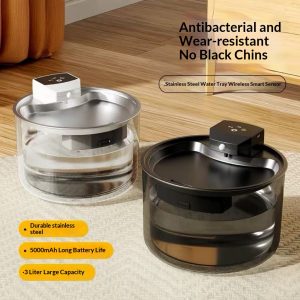 Stainless Steel Cat Water Fountain, Wireless, Cordless, And Automatic Recirculation