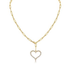 The Heart's Wish - A Fashionable And Trendy Necklace Pendant Set With Top-quality Moissanite S925 And Silver Plated With Gold Can Be Tested With A Diamond Pen