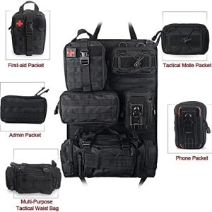 Molle Nylon Tactical Car Seat Organiser Front Seat Back Storage Bag Backrest Protector With 5 Pockets For All Vehicles