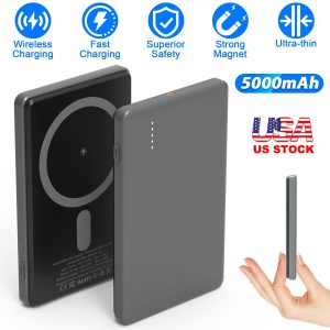 2 In 1 5000mAh 8MM Slim MagSafe Wireless Power Bank PD20W Magnetic Fast Charger Portable Phone Charger Fit For IOS Phone 15 14 13 12 Series And More