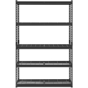 Storage Shelves, 2500 Lbs, 5 Tier Heavy Duty Garage Shelving, 18" D X 48" W X 72" H Adjustable Metal Shelves For Industrial Shelving Unit Utility Shelf, For Kitchen, Warehouse, Basement, Black