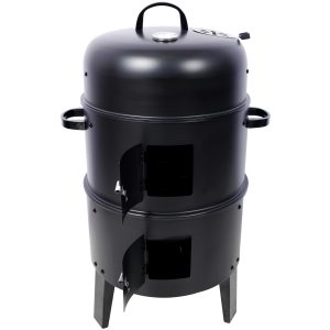 Charcoal Smoker Grill Wood Smoker Grills Outdoor Cooking 16 Inch Vertical Smoker Portable BBQ Grill For Camping, Black