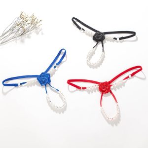 European And American Sexy Pearl Massage T-string Rose Thong