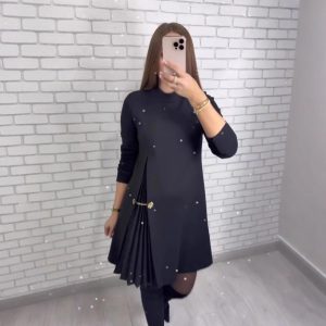 European And American-style Long Elegant Patchwork Dress