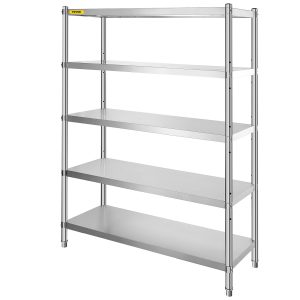 Stainless Steel Shelves 48x18.5 Inch 5 Tier Adjustable Shelf Storage Unit Stainless Steel Rack Shelving Heavy Duty Shelving For Kitchen Commercial Office Garage Storage 330lb Per Shelf