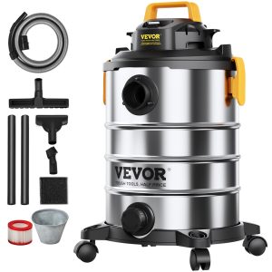 Stainless Steel Wet Dry Shop Vacuum, 8 Gallon 6 Peak HP Wet/Dry Vac, Powerful Suction With Blower Function W/ Attachment 2-in-1 Crevice Nozzle, Small Shop Vac Perfect For Carpet Debris, Pet Hair