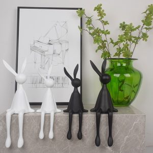 Luxury High-end Black Rabbit Sitting Figurine