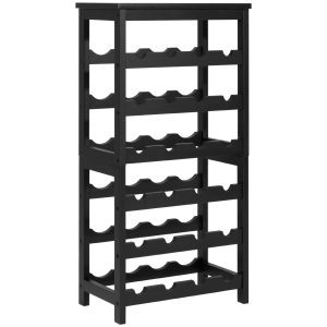24 Bottle Wine Rack, 6-Tier, Freestanding Floor Display Wine Storage Shelves With Table Top, Easy Assembly Rack Shelf, Premium Material, For Kitchen Cellar Bar Dining Room Living Room, Black