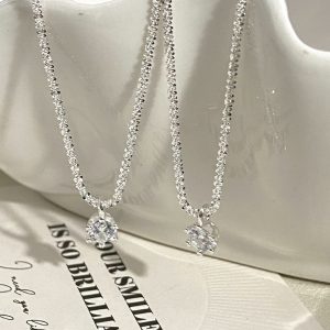 Sparkling Starry Sky S925 Silver White Zircon Clavicle Necklace