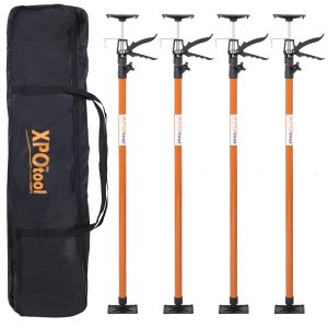 4 Pack Adjustable Support Pole,Steel 3rd Hand Support System,Support Rod For Jacks Cargo Bars Drywalls,Cabinet Jacks For Installing Cabinets,Extends From 45 To 114 Inch ,with Carry Bag