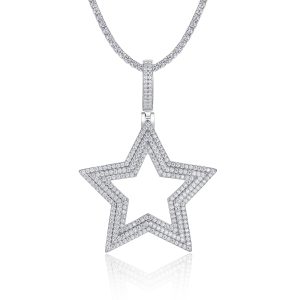 The Shining Hexagram - A Fashionable And Trendy Necklace Pendant Set With Top-quality Moissanite S925 Silver And Platinum-plated Gold Can Be Tested With A Diamond Pen