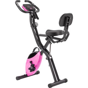 Folding Exercise Bike, Fitness Upright And Recumbent X-Bike With 16-Level Adjustable Resistance, Arm Bands And Backrest