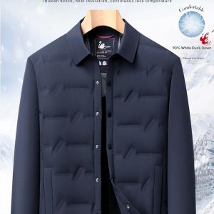 Lightweight Mens Short Down Jacket Thickened Warm Business Casual Coat For Autumn Winter