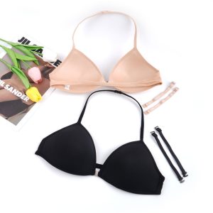 Women's Halter-style Bra With Triangular Cups Delicate Shoulder Straps