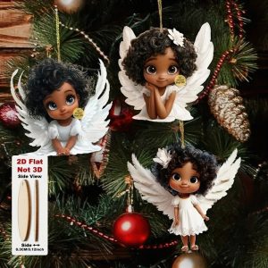 Black Angel Wooden Ornaments Christmas Tree Holiday Party Hangings