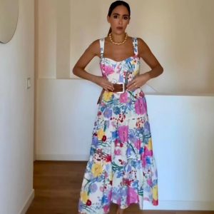 Women's Casual Floral Print Strapless Dress