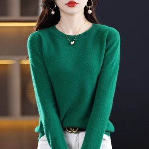 Round Neck Pure Wool Women's Sweater Loose Autumn And Winter