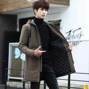 Mens Cotton-Padded Hooded Casual Jacket