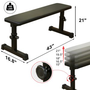 THE Flat Weight Bench For Strength Training W 5-Level Adjustable Height