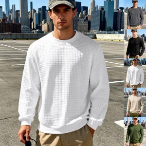 Loose Casual Men's Simple Sporty Jacquard Round-neck Long-sleeved Sweatshirt