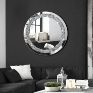 30cm European-style Light-luxury Round Diamond-encrusted Bathroom Mirror