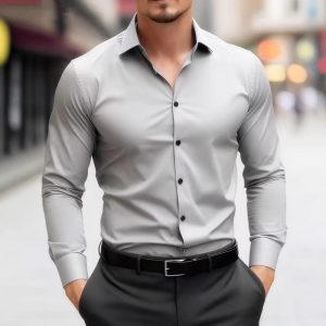 Men's Business-Style Korean-Style Handsome  Cool Slim-Fit Professional Shirt