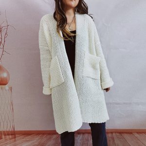 Loose-fitting Solid-color Thickened Knit Cardigan Sweater Jacket