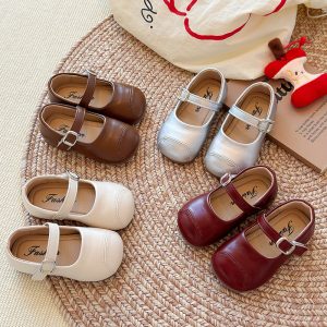 Simple And Versatile Leather Shoes For Little Girls