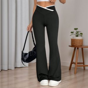 Cross-color High-waisted Women's Slimming Stretch Flare Pants