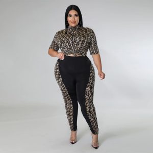 Digital-print Solid-color Patchwork Chic Casual Women's Suit