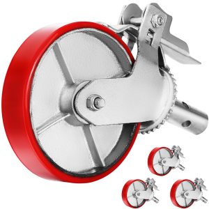 Scaffolding Wheels Set, Heavy Duty 4-Pack 8" Scaffolding Casters, With 4400 Lbs Per Set And Locking Stem Casters With Brake, Polyurethane Replacement For Scaffold, Shelves, Workbench