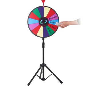 18” Prize Wheel Tripod Floor Stand Color Prize Wheel Fortune Spinner 14 Slots Dry Ease Tradeshow Fortune Spinning Game(18inch)